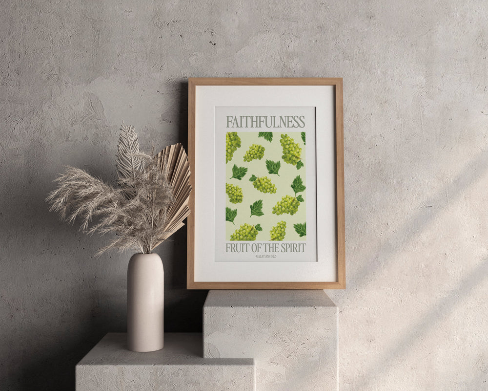 Poster Faithfulness (Treue) aus der Fruit of the Spirit Reihe von Good-Natured im Wohnraum