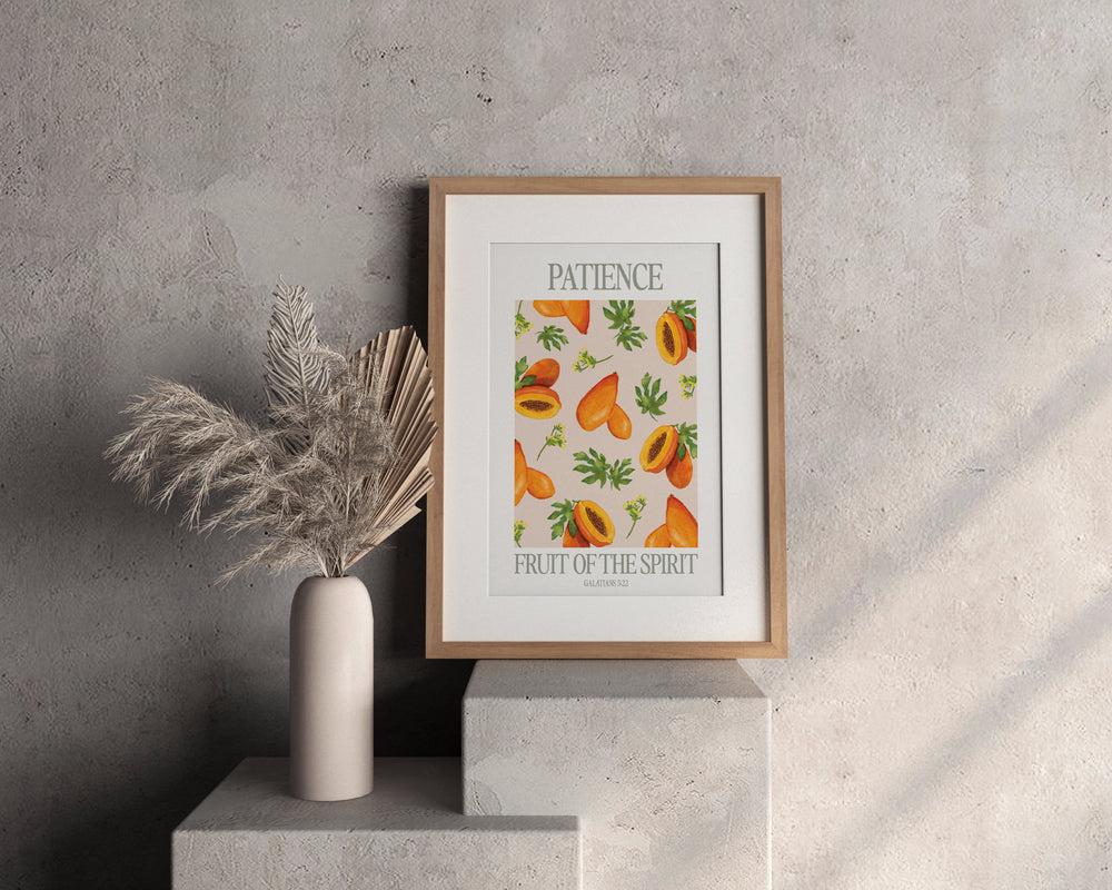 Fruit of the Spirit Poster Patience (Geduld) von Good-Natured im Wohnraum – Jeremia 29,11 und Hoffnung in Wartezeiten