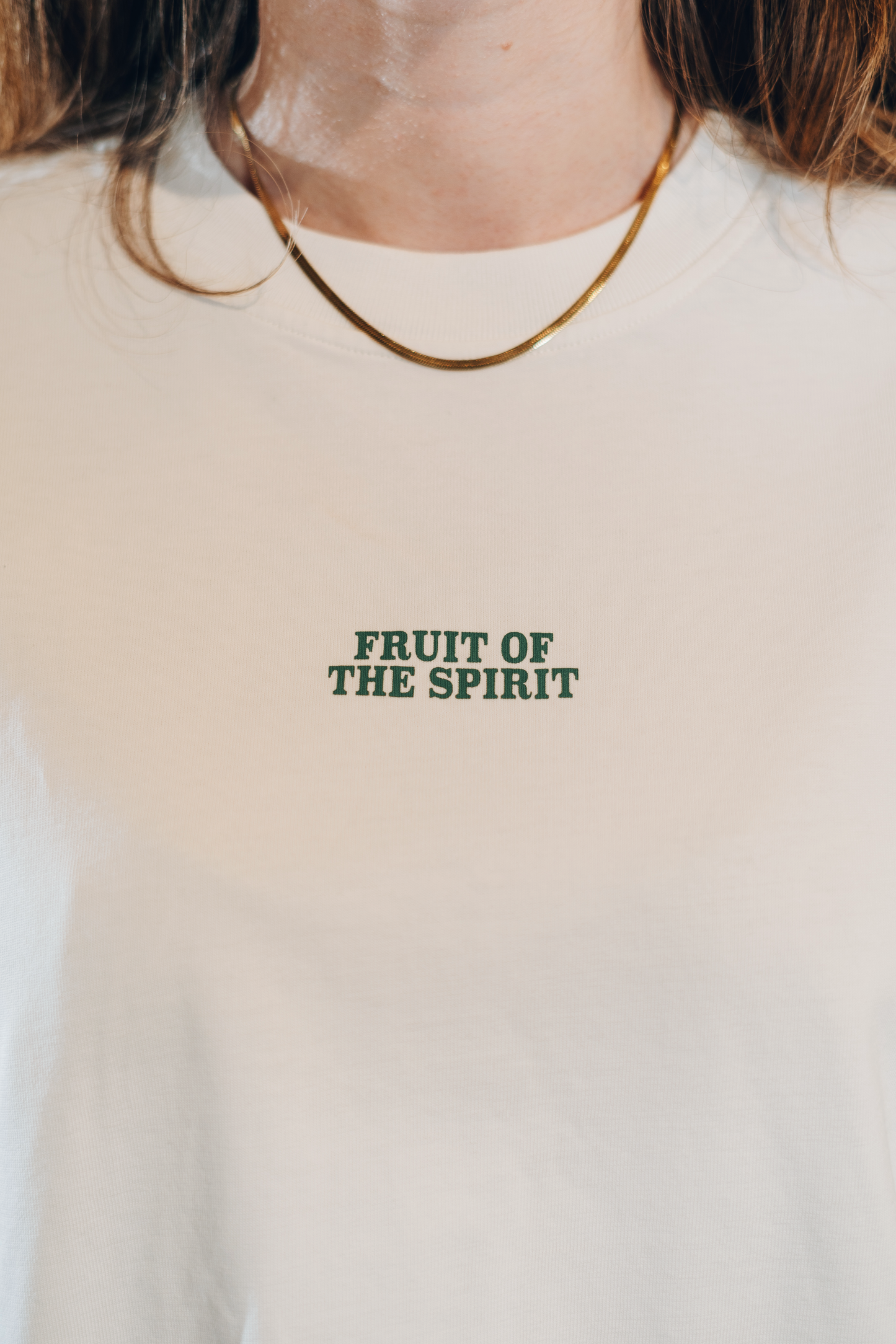 Juice Pack Boxy T-Shirt mit Fruit-of-the-Spirit-Print in Off-White
