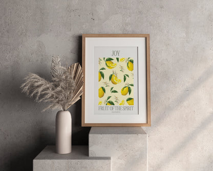 Poster Joy (Freude) der Fruit of the Spirit Reihe als Wanddeko im Wohnraum