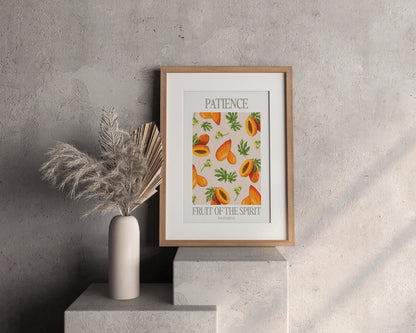Poster Patience (Geduld) der Fruit of the Spirit Reihe als Wanddeko im Wohnraum