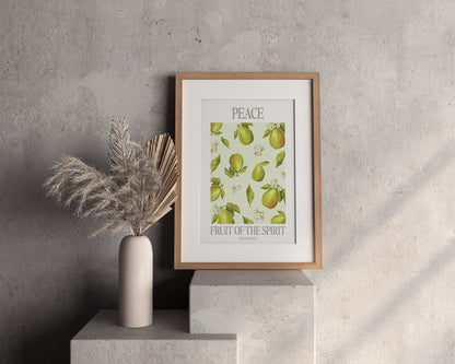 Poster Peace (Frieden) der Fruit of the Spirit Reihe als Wanddeko im Wohnraum