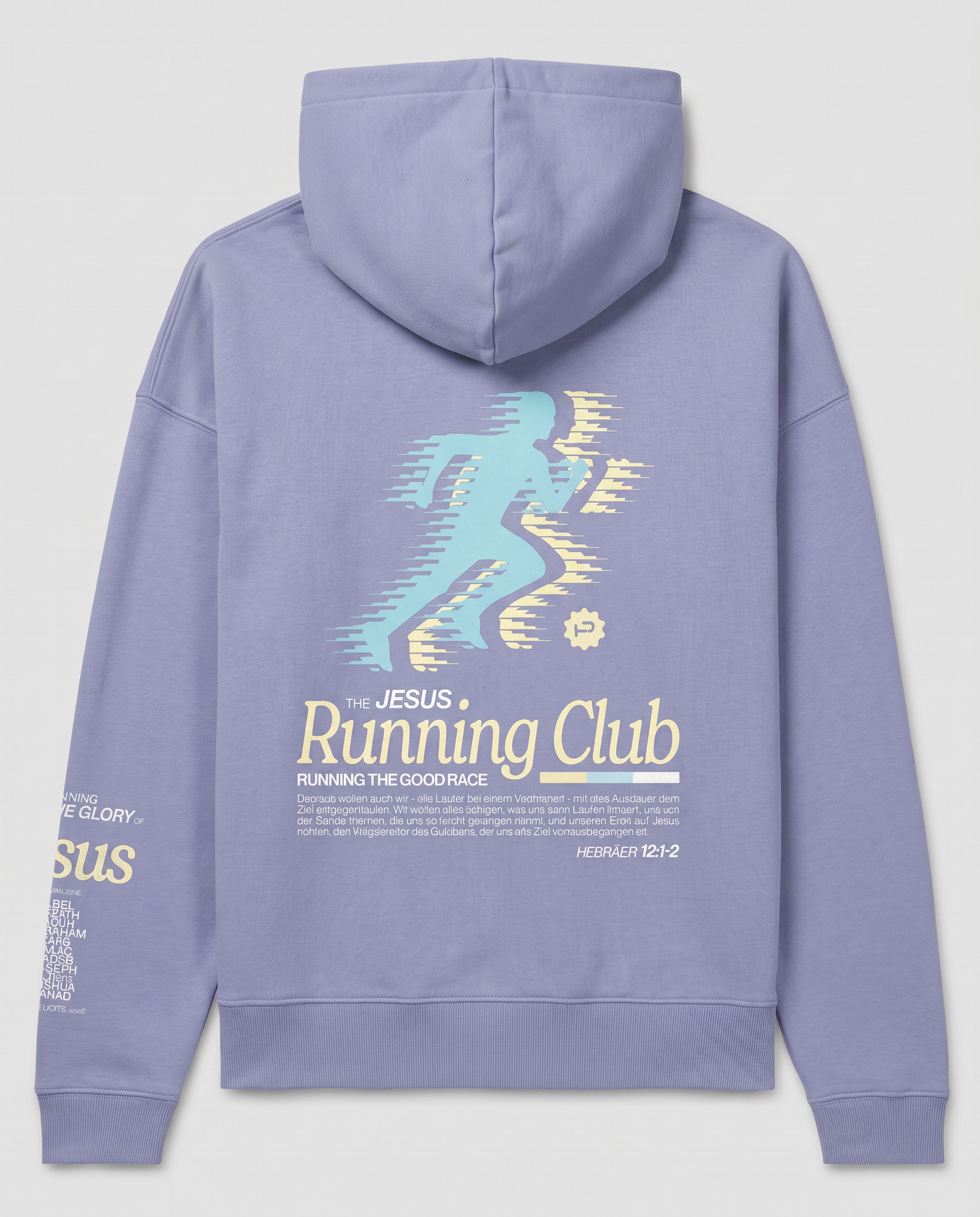 Jesus Running Club Light Hoodie christlicher Hoodie violet fair produziert Bio-Baumwolle Good-Natured