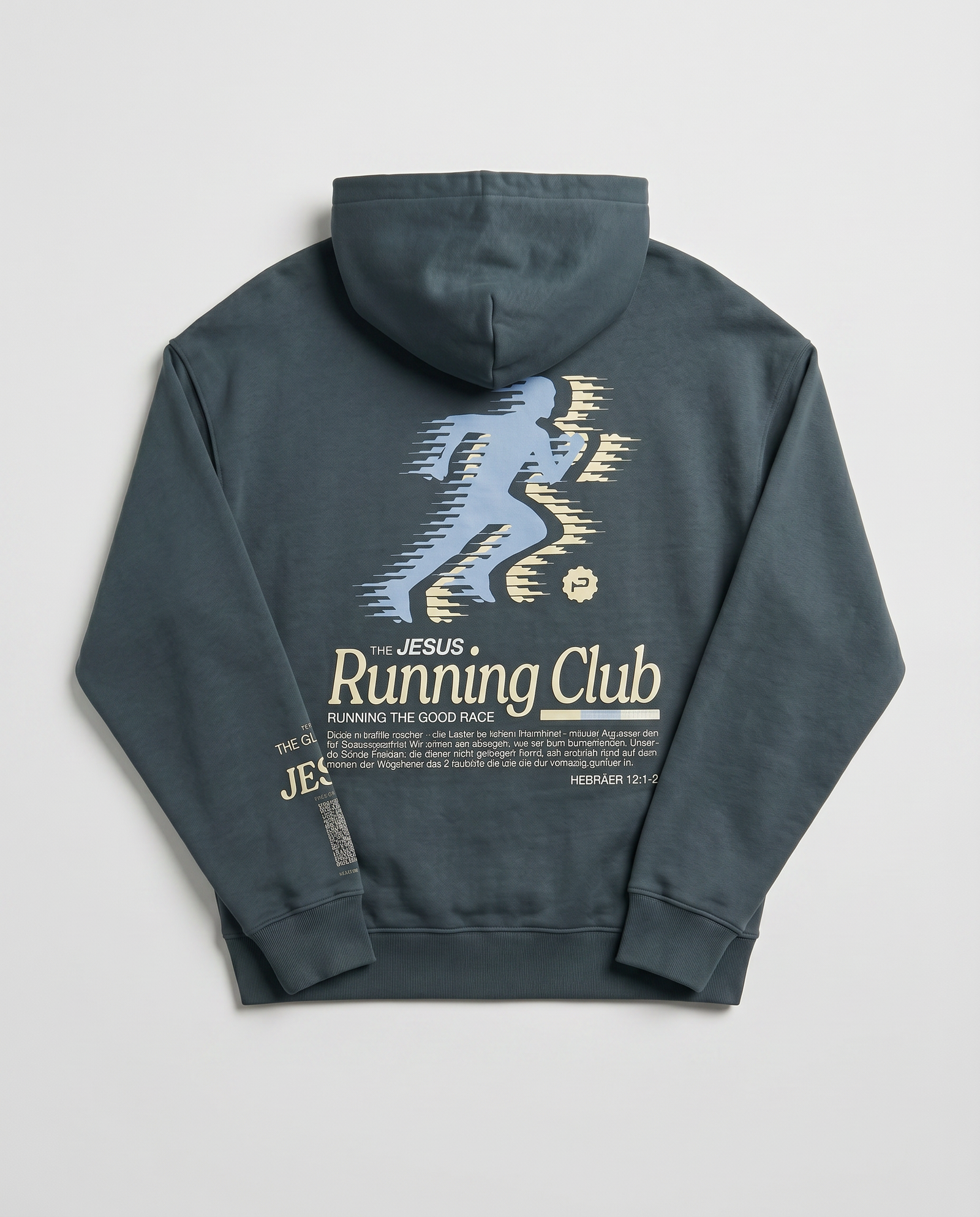 Jesus Running Club Light Hoodie Rückenansicht christliche Streetwear nachhaltig Good-Natured